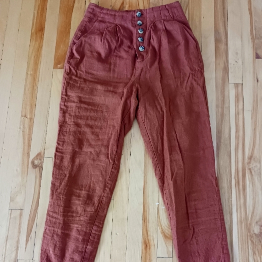 Linen blend high waisted pants